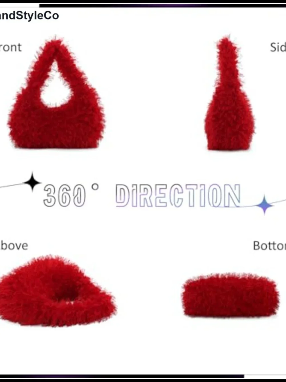 Faux Fur Fluffy Hobo Bags for Women Fuzzy Tote Cute Plush Purse Furry Handbag